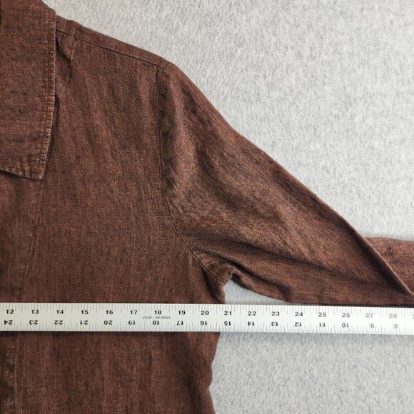Flax Top Womens M Brown Linen Tunic Lagenlook Artsy Boho Neutral Modest Loose - Picture 9 of 13